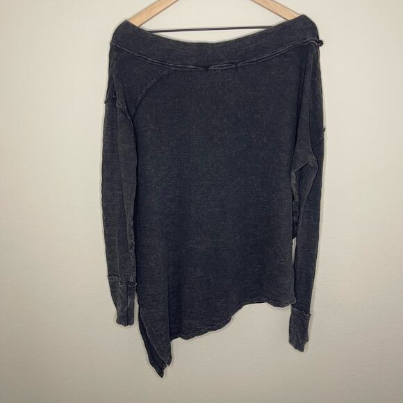 Free People To the Right Off the Shoulder Knit Top Gray We the Free - Size XL - Picture 7 of 7